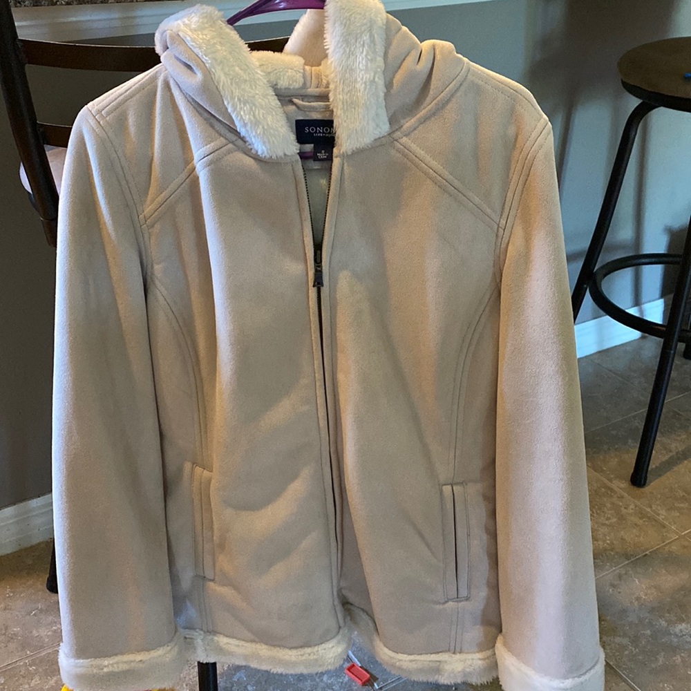 Sonoma Suede Tan Hooded Coat